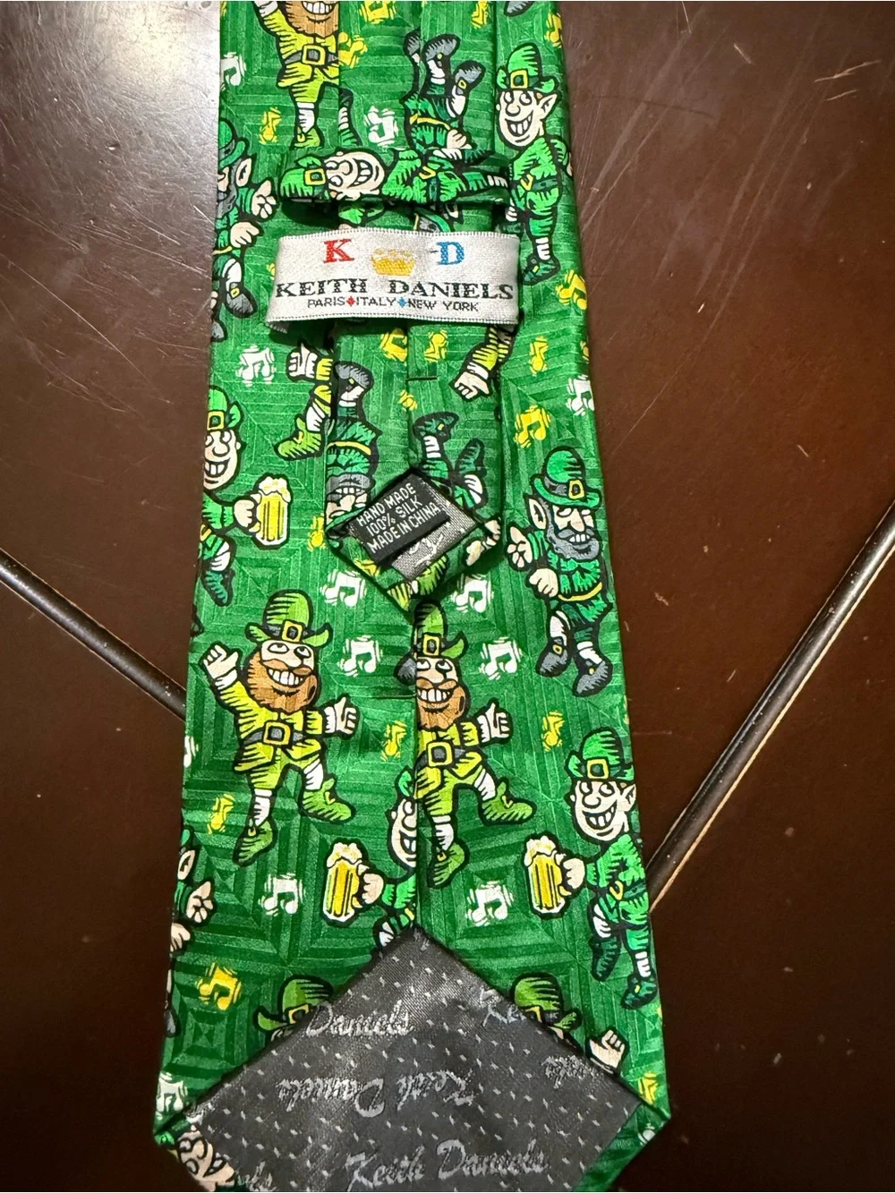 Keith Daniels Green Novelty Leprechaun Silk Tie